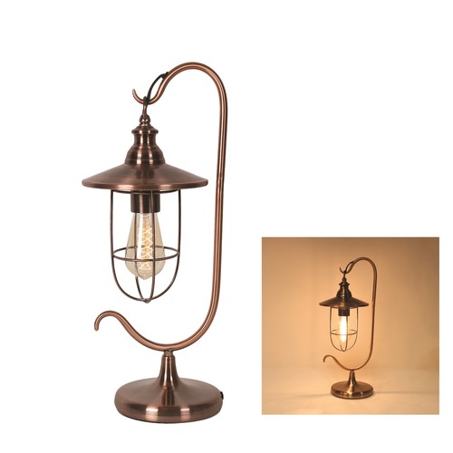 1419 - An Edison bulb copper desk lamp, H 49cms (2133133)   #