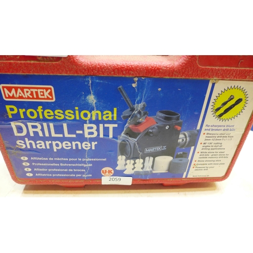 2059 - Martek drill bit sharpener - boxed with 4 head suction cup