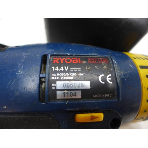 2060 - Ryobi 14.4v angle drill & drill with one battery & charger - W