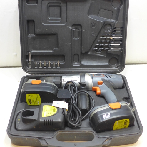 2072 - Challenge Extreme 18v cordless drill in case (2 batteries & charger) - W