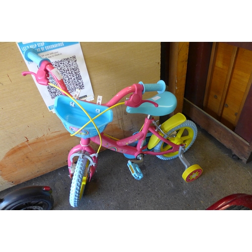 2090 - Peppa Pig infants' bike with stabilisers (original RRP £99)