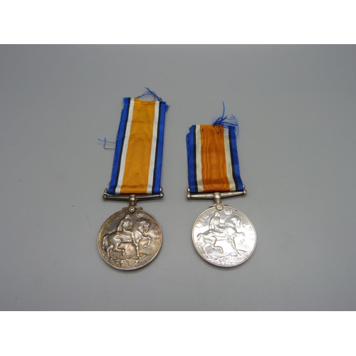 1001 - Two WWI medals, 253114 Pte. W.E. Thomas Essex Regiment and Pte. H. Smith Liverpool Regiment, (in Smi... 