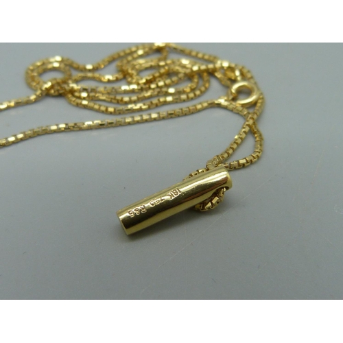 1005 - An 18ct gold and diamond pendant and chain, 3.6g, chain 38cm