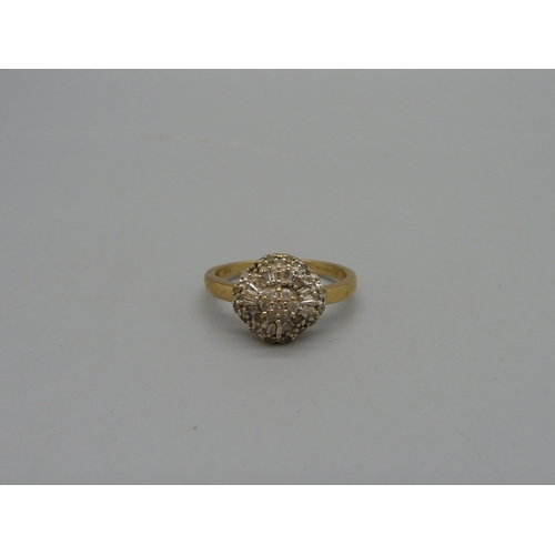 1025 - A 9ct gold and diamond ring, 2.8g, Q