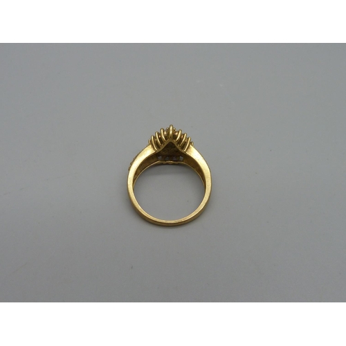 1026 - A 9ct gold and diamond ring, 4.5g, Q