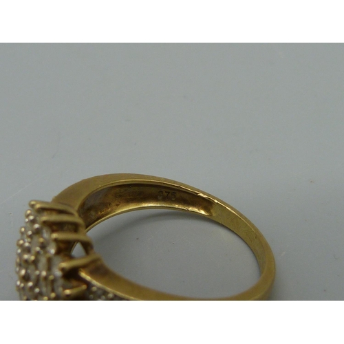 1026 - A 9ct gold and diamond ring, 4.5g, Q