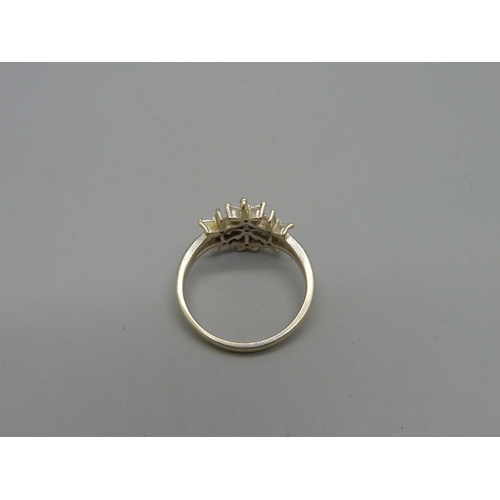 1030 - A 9ct white gold and diamond ring, lacking one stone, 3.7g, R