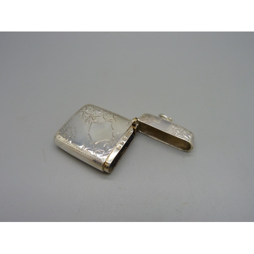 1037 - A silver vesta case, Birmingham 1899