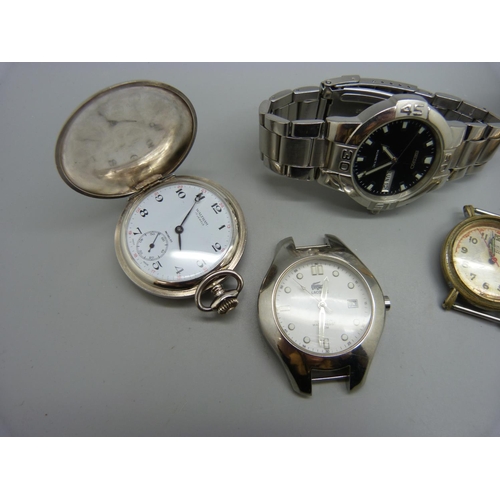 1082 - A Roamer wristwatch head, a Seiko Kinetic wristwatch, a Waltham pocket watch, etc.