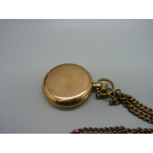 1087 - A Waltham pocket watch and plated Albert chain