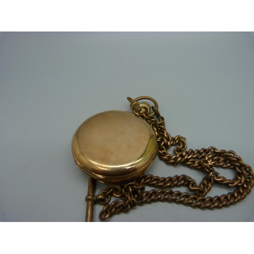 1087 - A Waltham pocket watch and plated Albert chain