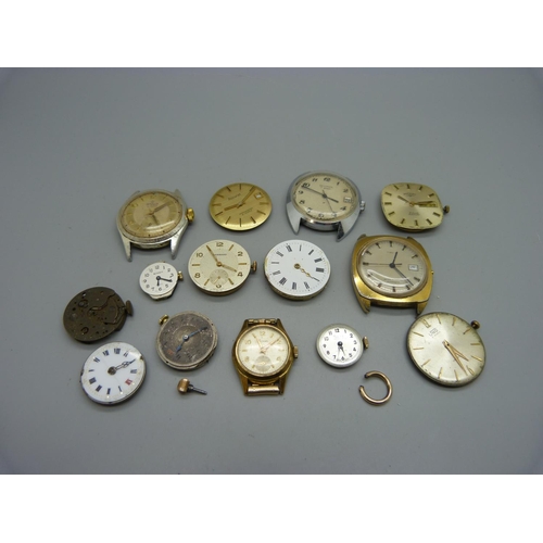 1091 - Wristwatch heads and movements including Garrard