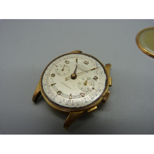 1097 - A Siduna 18ct gold chronograph wristwatch, total weight 36.6g