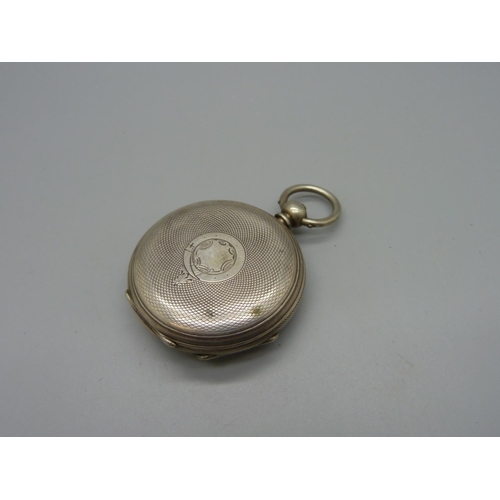 1098 - A silver pocket watch, marked fine silver