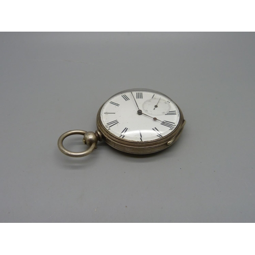 1098 - A silver pocket watch, marked fine silver