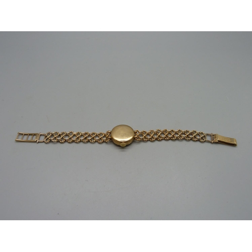 1100 - A lady's 9ct gold Tudor Royal wristwatch on a 9ct gold bracelet strap marked Rolex, total weight 21.... 