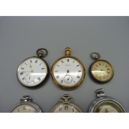 1105 - A silver pocket and fob watch and four other pocket watches