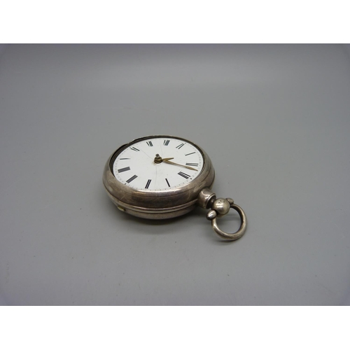 1108 - A silver pair cased verge fusee pocket watch, the cases hallmarked London 1854