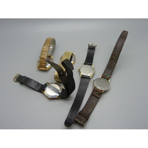 1122 - Five gentleman's wristwatches including Sekonda and Ingersoll