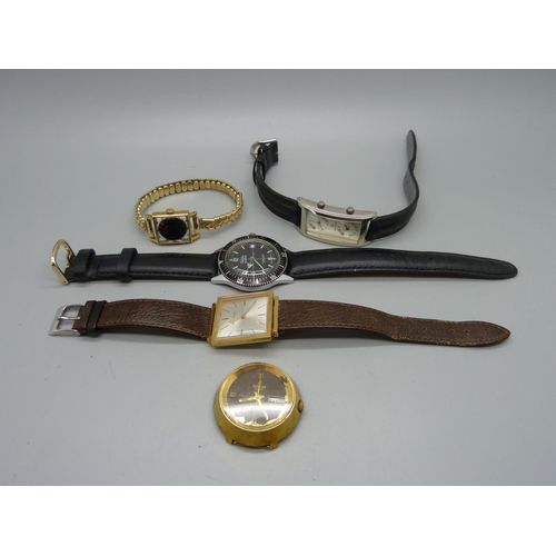 1123 - Five gentleman's wristwatches including Marc Nicolet and Trafalgar