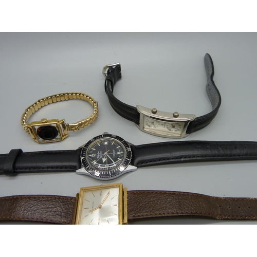 1123 - Five gentleman's wristwatches including Marc Nicolet and Trafalgar