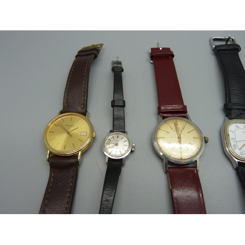 1124 - Four gentleman's Tissot wristwatches and a lady's Tissot wristwatch