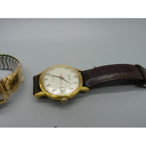 1125 - Six wristwatches including one digital, Crescent and Paul Jobin