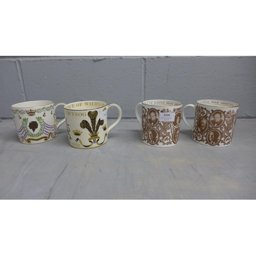 1131 - Four commemorative mugs