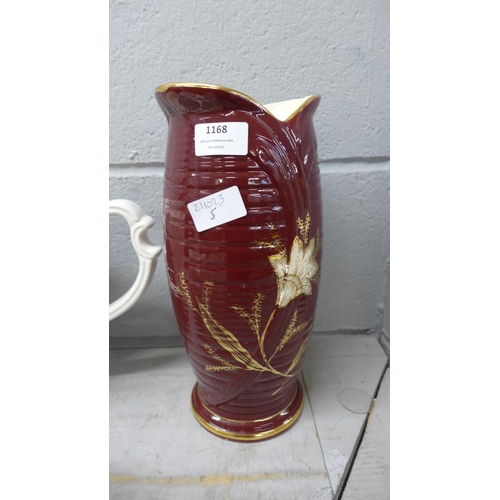 1168 - An Arthur Wood deep red vase and four other planters/posy vases **PLEASE NOTE THIS LOT IS NOT ELIGIB... 