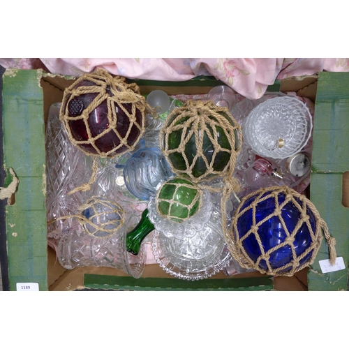 1189 - Three boxes of assorted glassware, light covers and other tableware **PLEASE NOTE THIS LOT IS NOT EL... 