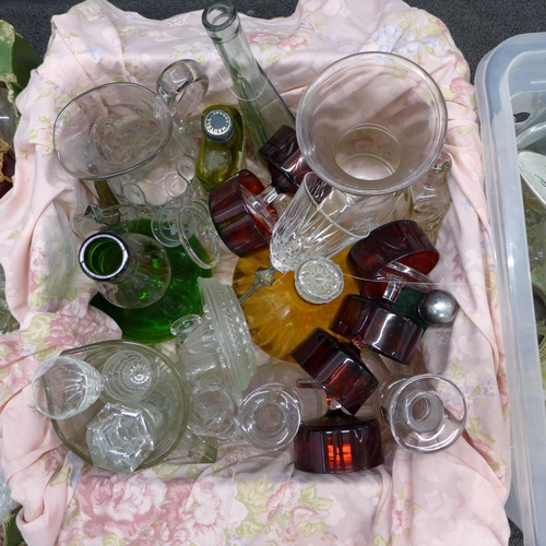 1189 - Three boxes of assorted glassware, light covers and other tableware **PLEASE NOTE THIS LOT IS NOT EL... 