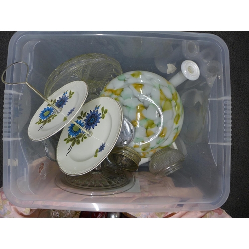 1189 - Three boxes of assorted glassware, light covers and other tableware **PLEASE NOTE THIS LOT IS NOT EL... 