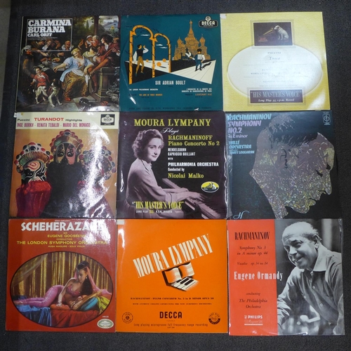 1203 - Two boxes of classical LP records, 107 in total including Mahler, Brahms, Chopin and Prokofiev **PLE... 