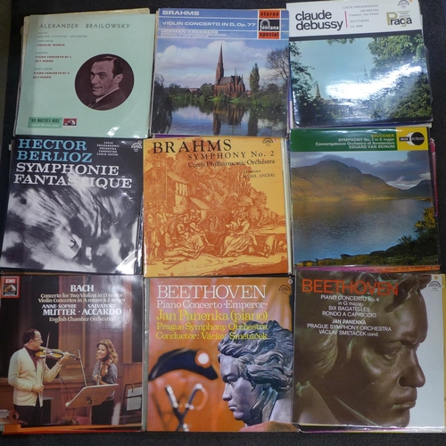 1203 - Two boxes of classical LP records, 107 in total including Mahler, Brahms, Chopin and Prokofiev **PLE... 