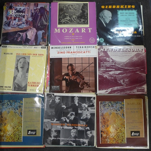 1203 - Two boxes of classical LP records, 107 in total including Mahler, Brahms, Chopin and Prokofiev **PLE... 