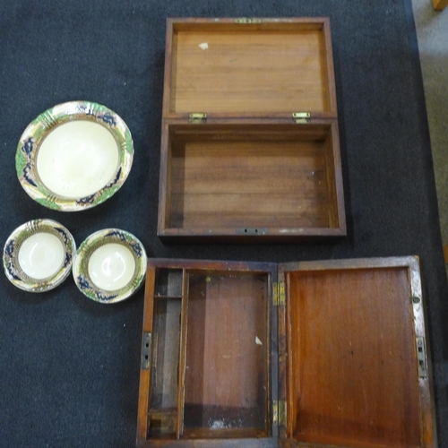 1204 - Two wooden boxes and a dessert set