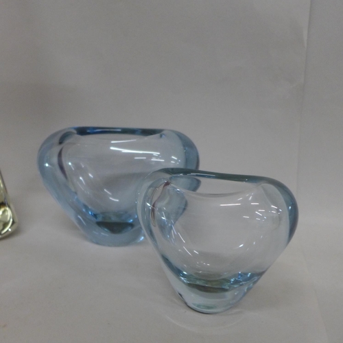 604 - A 1960's ruby red glass vase, 40cm and two smaller Whitefriars glass vases