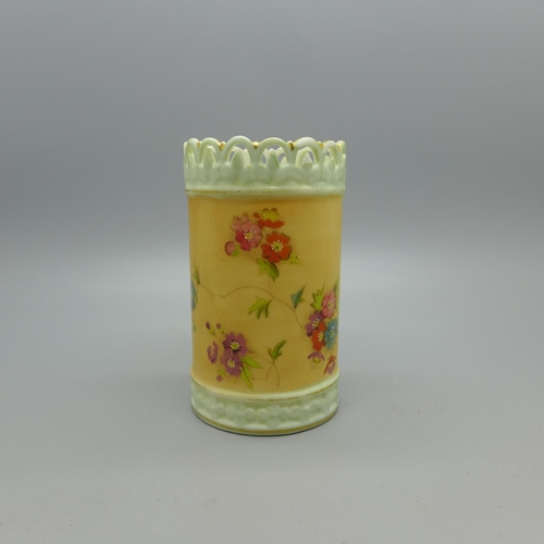 625 - A Royal China Works Worcester cylindrical pot, 8.5cm