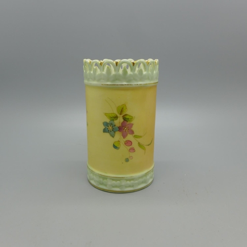 625 - A Royal China Works Worcester cylindrical pot, 8.5cm