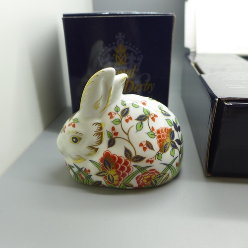 645 - Three Royal Crown Derby Rabbit paperweights - Baby Rowsley Rabbit, commissioned by Sinclairs and lim... 