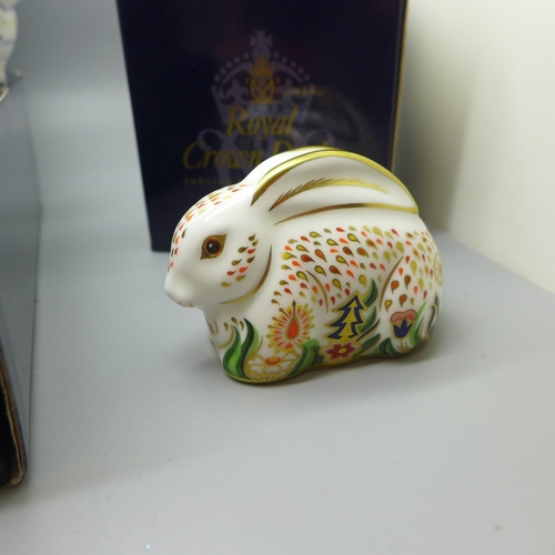 645 - Three Royal Crown Derby Rabbit paperweights - Baby Rowsley Rabbit, commissioned by Sinclairs and lim... 