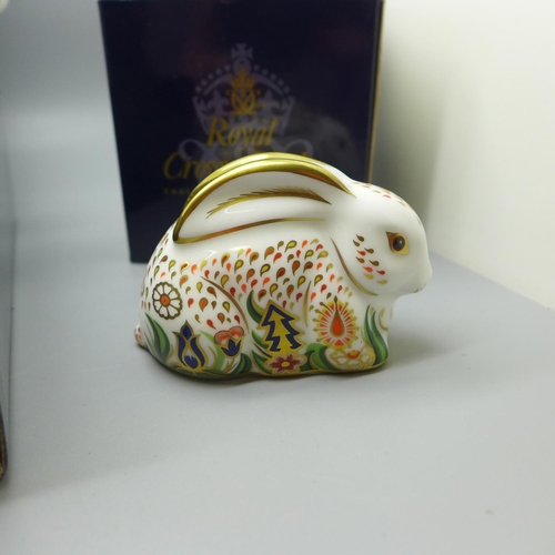 645 - Three Royal Crown Derby Rabbit paperweights - Baby Rowsley Rabbit, commissioned by Sinclairs and lim... 