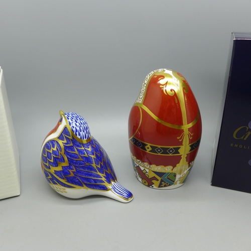 647 - Two Royal Crown Derby paperweights - Santa Claus in the form of a Russian doll, red robe with gold e... 