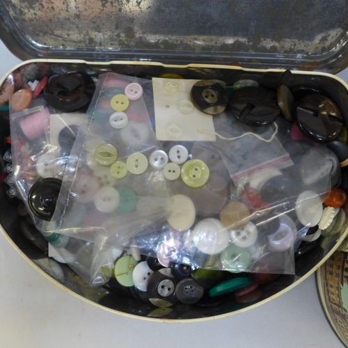 726 - Three tins of vintage and modern buttons