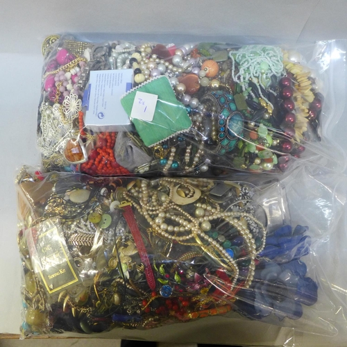 739 - Two bags of costume jewellery