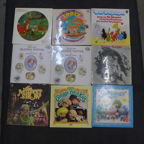 745 - A box of mainly children's LP records and 7