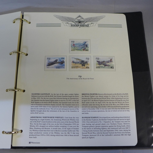 794 - Stamps; album of stamps and covers celebrating the 75th Anniversary of the RAF, includes autographed... 