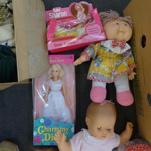 802 - Eleven vintage dolls including Cabbage Patch, Charming Diana, Baby Sharon and Crawling Donna, one ha... 