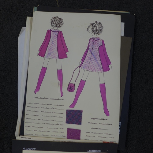 804 - A folder of 1960's/70's college coursework in woman's clothes design