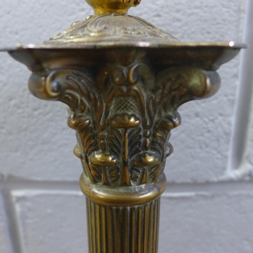 815 - Two brass Corinthian column lamp bases